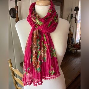 NWOT Hot Pink Floral Print Scarf